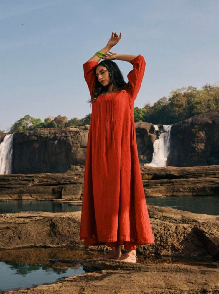 trueBrowns Carrot Cotton Dobby Kurta Pant Set 