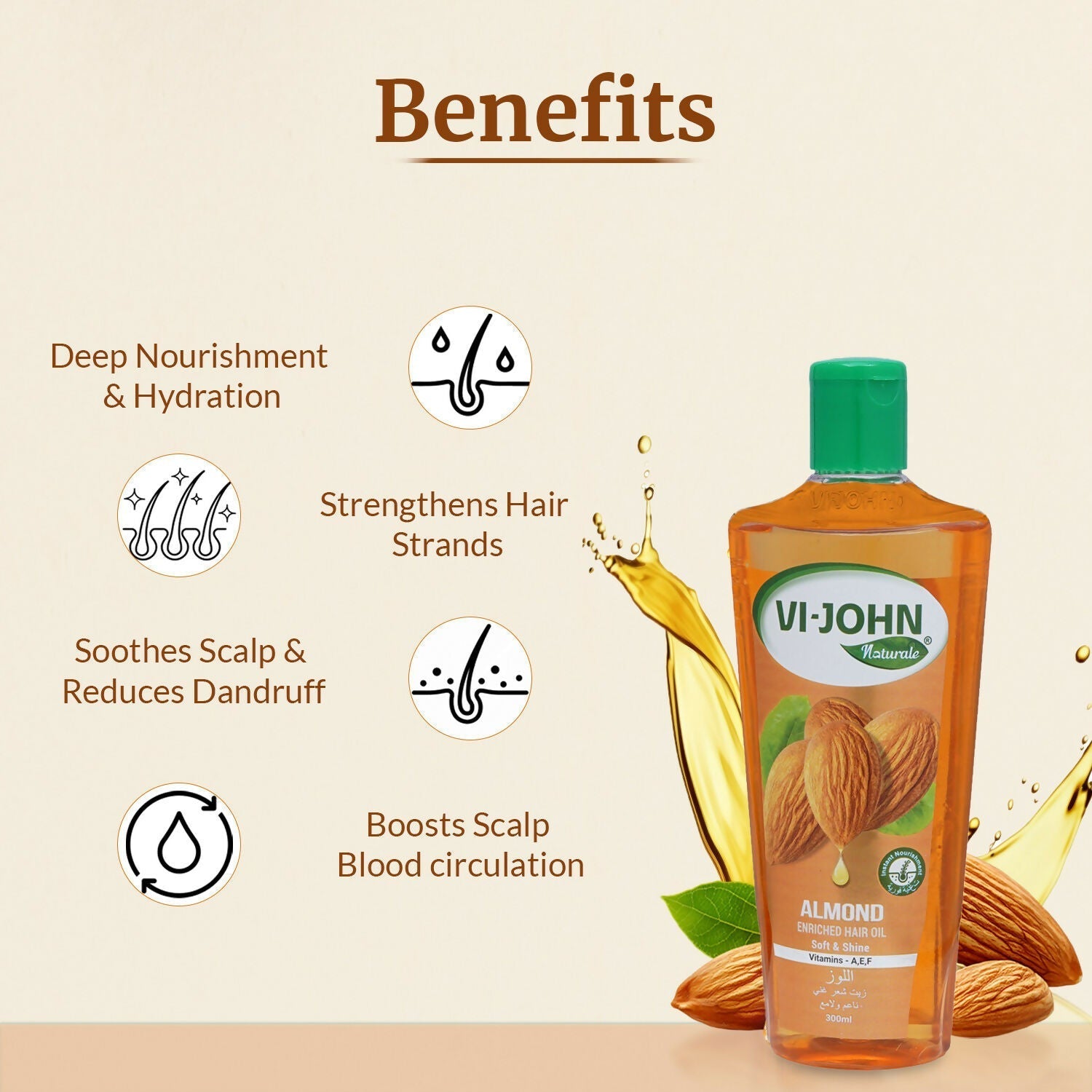VI-JOHN Naturale Almond Enriched Hair Oil Soft & Shine With Vitamin A,E & F  Grab2Buy VI-JOHN Grab2Buy