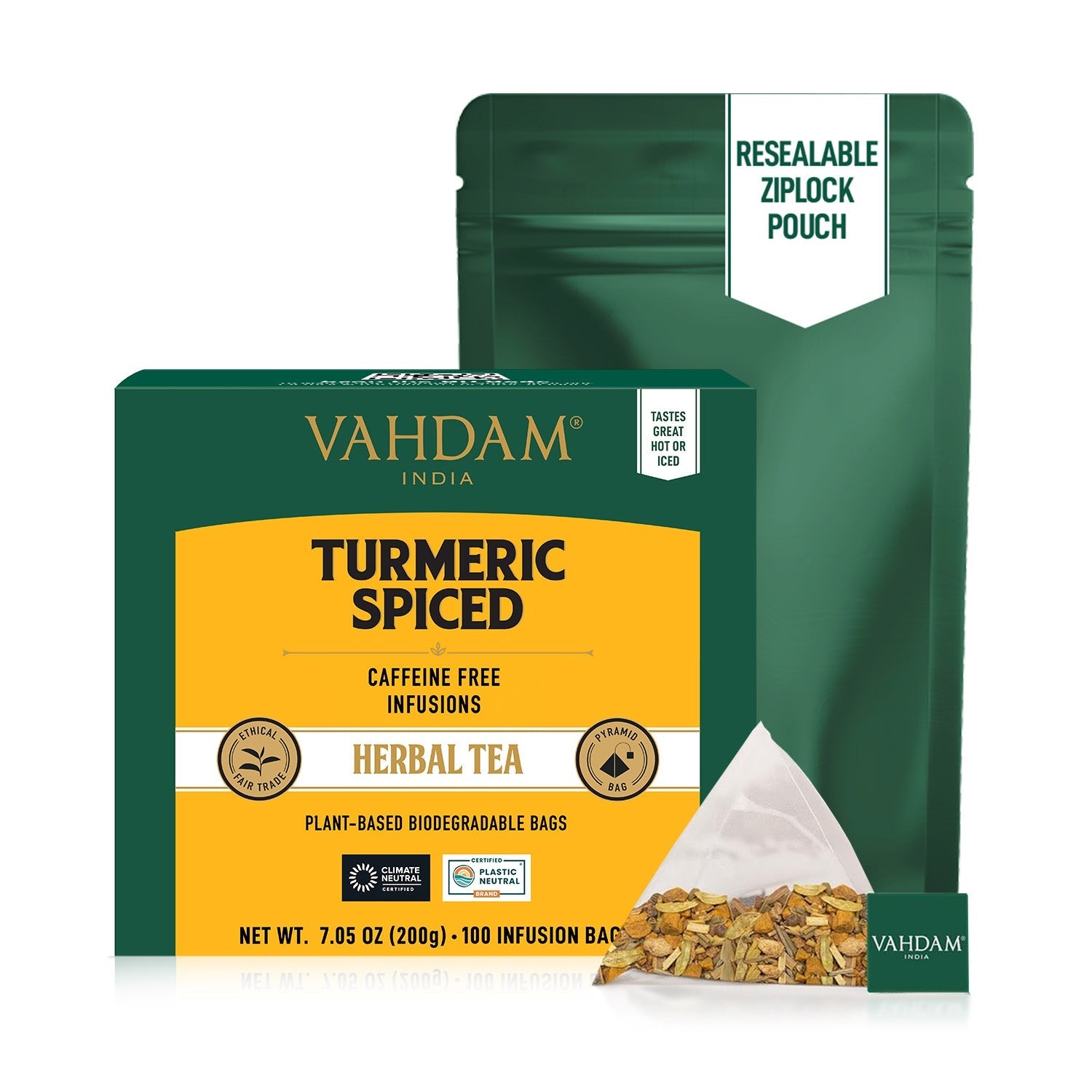 Turmeric Spiced Herbal Tea Tisane, 100 Count 