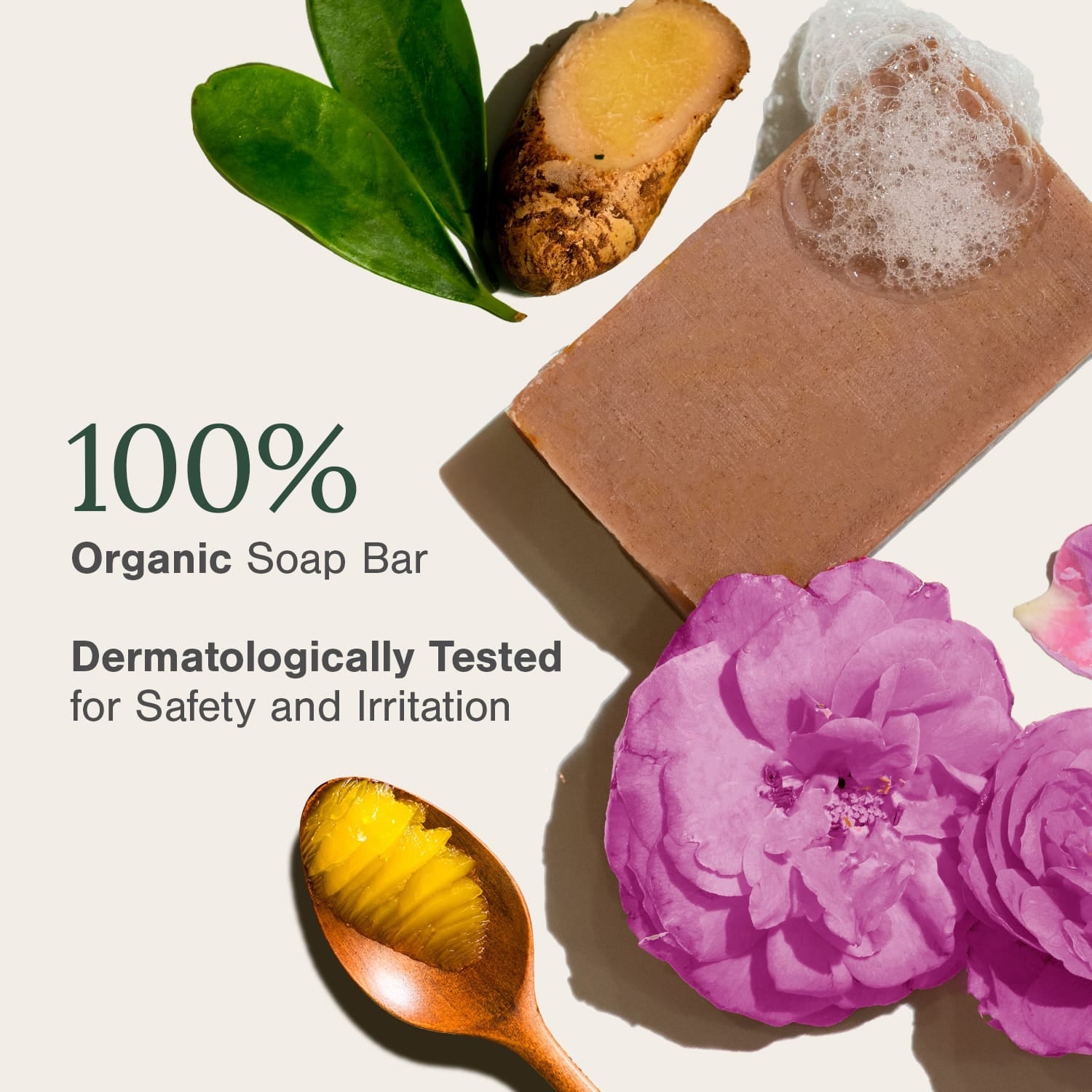 Cold-processed Organic Soap Bar Fortified with Lakadong Turmeric, Ghee & Rose 