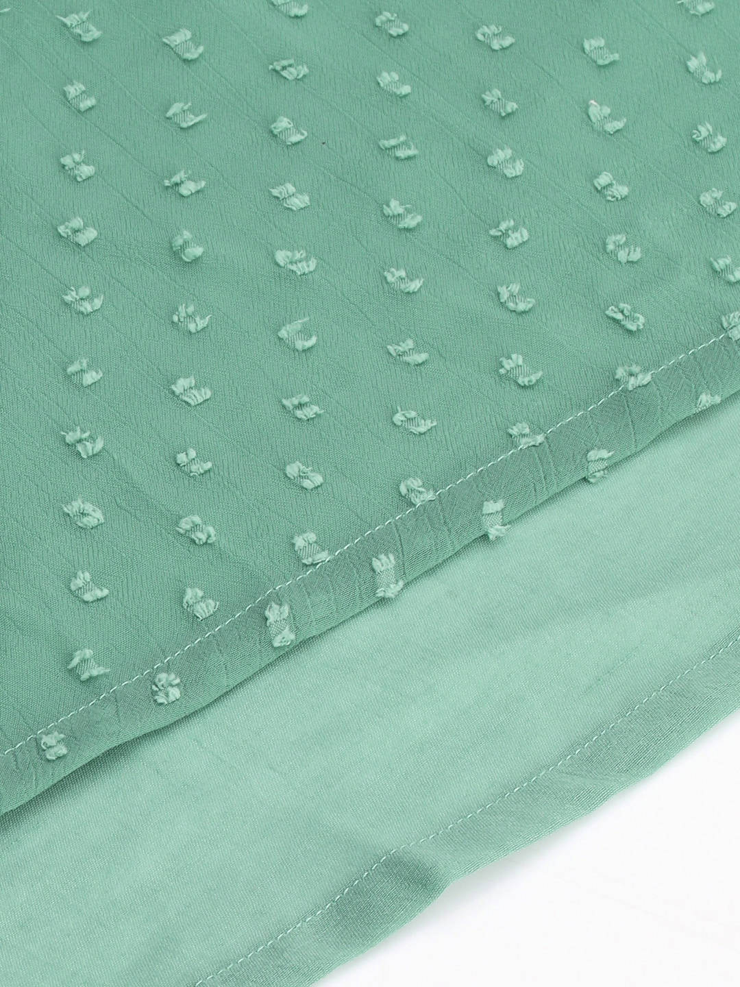 Janasya Women Green Solid Dobby Weave Kurta