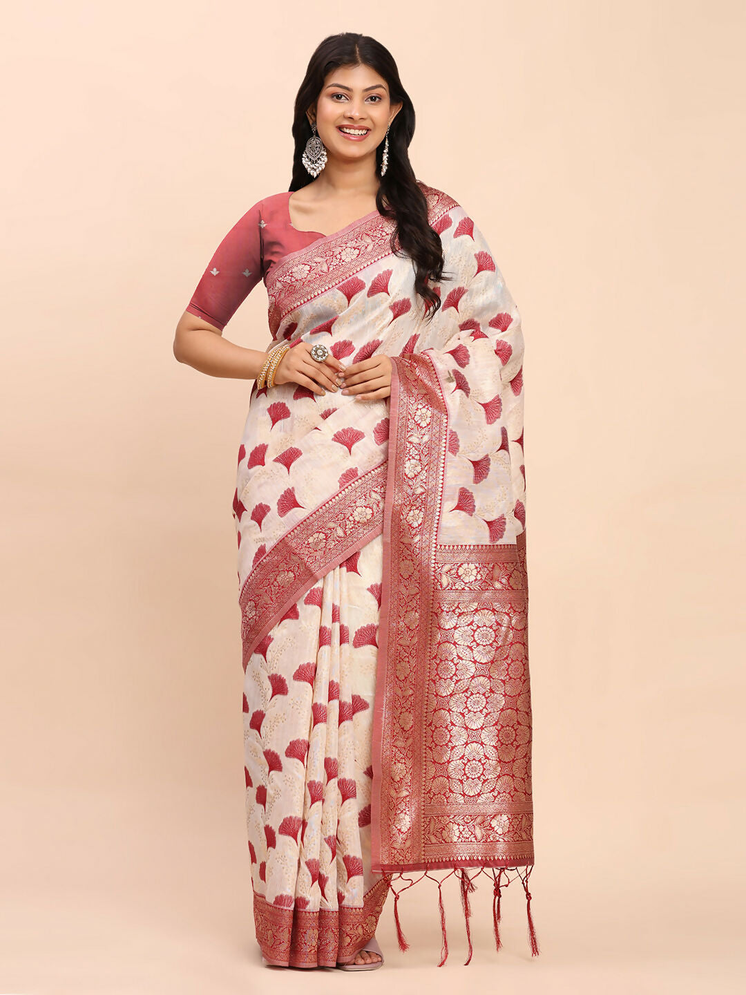 Shree Shyam Fashion Linen Cotton Maroon Saree