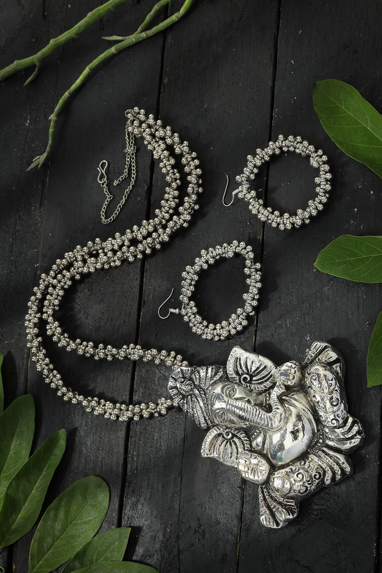 Mominos Fashion Johar Kamal Silver-Plated Brass Finish Ganesha Long Neckalce For Women - Grab2buy