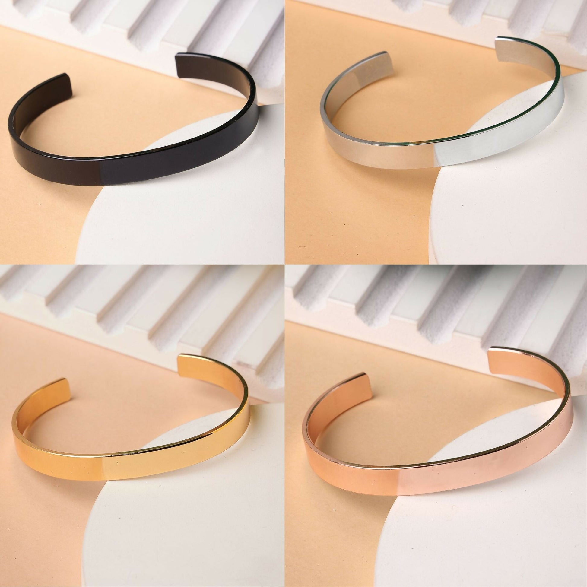 NVR Men's Set of 4 Multi Color Stainless Steel Cuff Bracelet | Grab2Buy