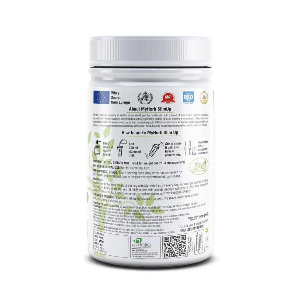 Myherb Slim Up Meal Replacement Shake With 16 Natural Herbal Blend For Men & Women - Chocolate Milk Shake 