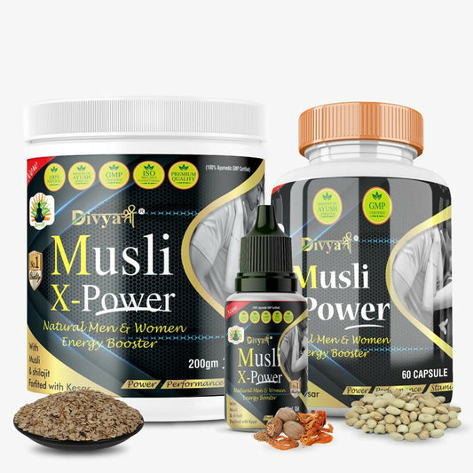 Divya Shree Musli X-Power Cap, Oil and Prash Combo 