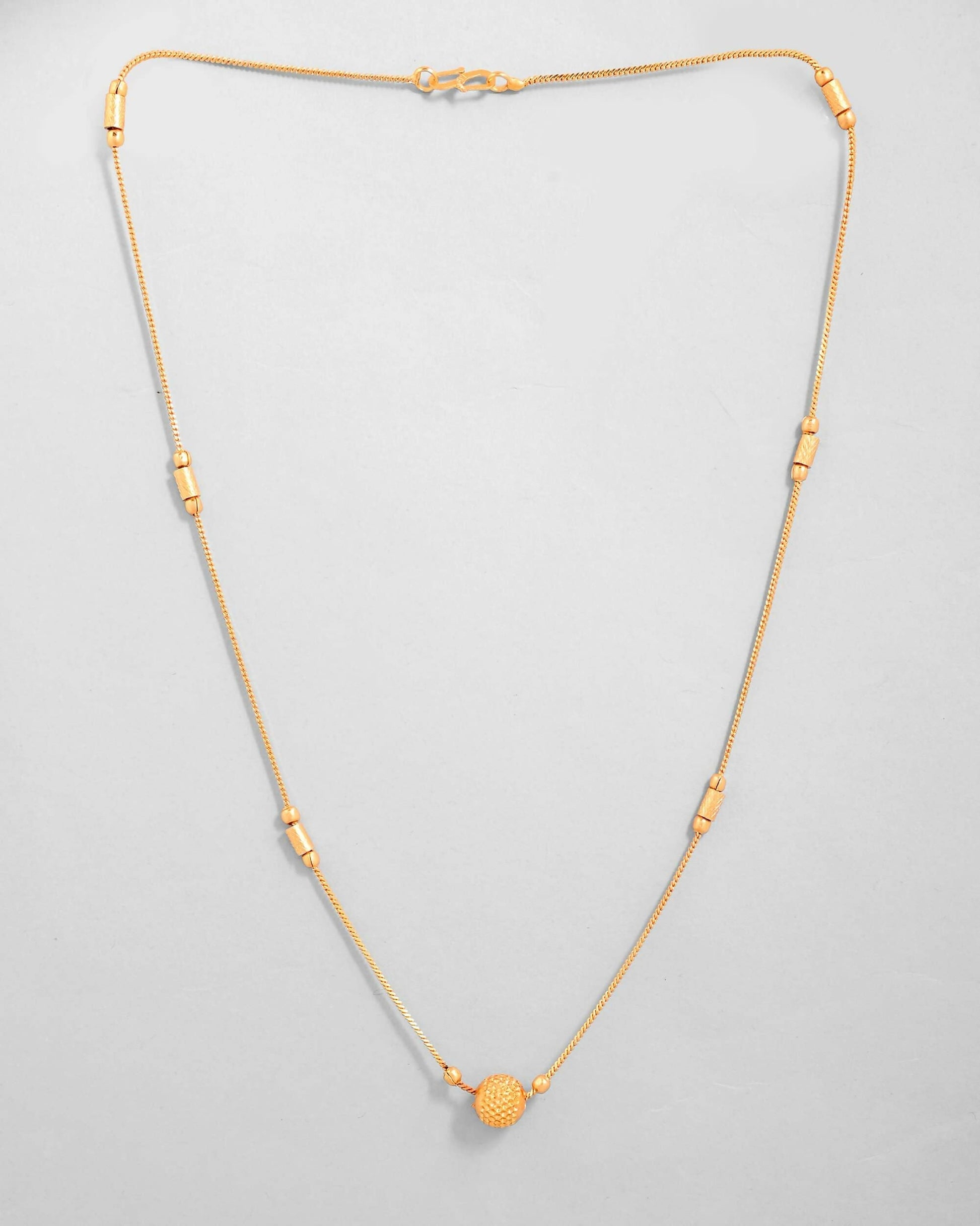 VOJ Gold-Polished Designer Piped Chain WithBig Gold Bead. 