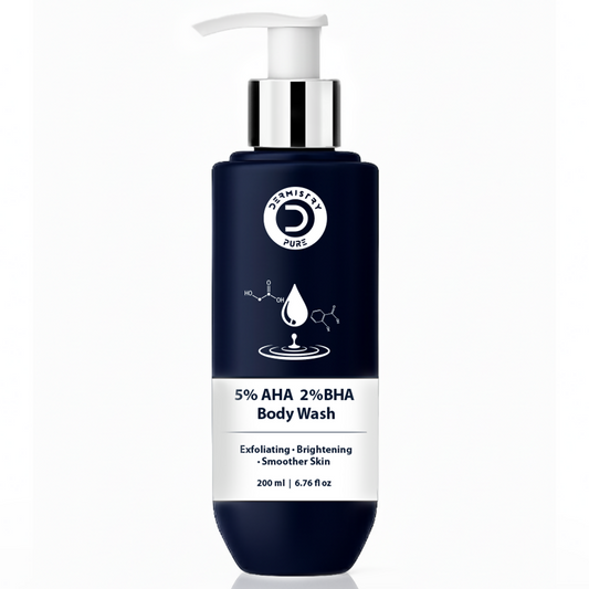 Dermistry 5% AHA 2% BHA Exfoliating D Tan Detan Acne Removal Body Wash For Oily All and Strawberry Skin