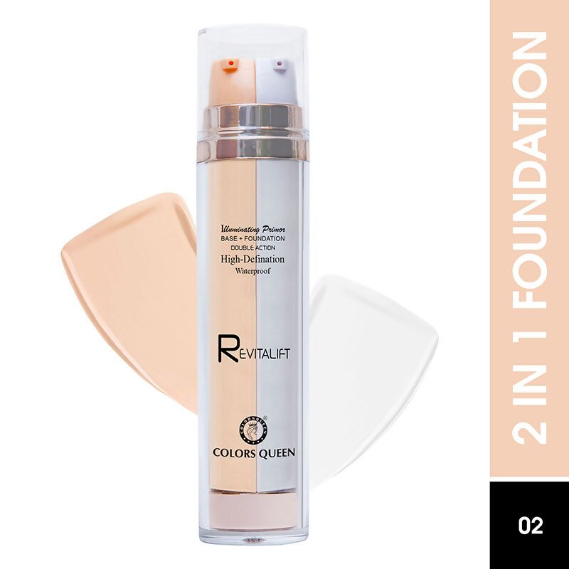 Colors Queen Revitalift Illuminating Primer Base + Foundation - 02 Fair | Swadesiicart