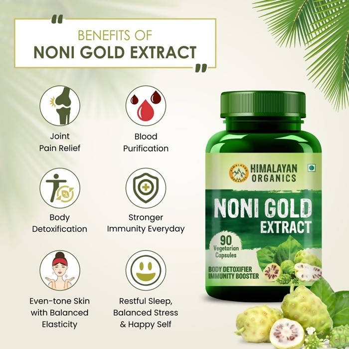 Organics Noni Gold Extract Body Detoxifier Immunity Booster: 90 Vegetarian Capsules