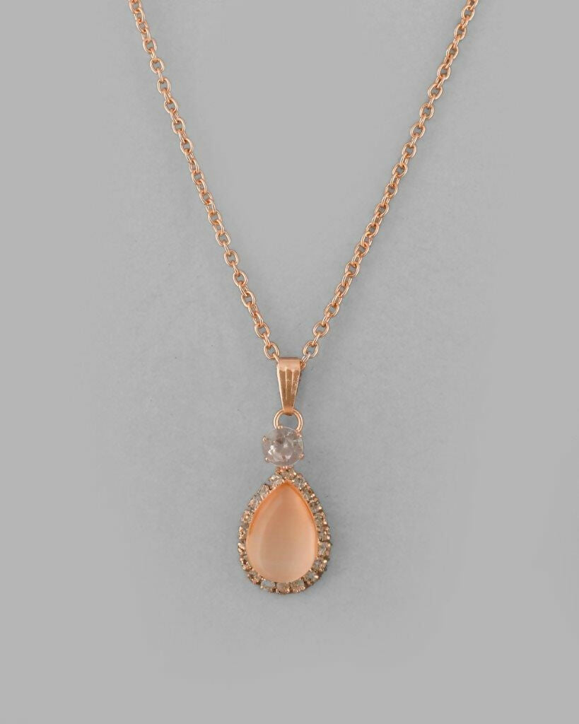 VOJ Gold Plated Yellow Stone With AD Stone Studded Chain Set - Grab2buy