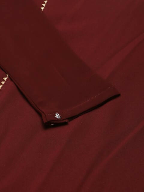 FIORRA Women's Maroon Poly Crepe Straight Kurta Pant With Dupatta 