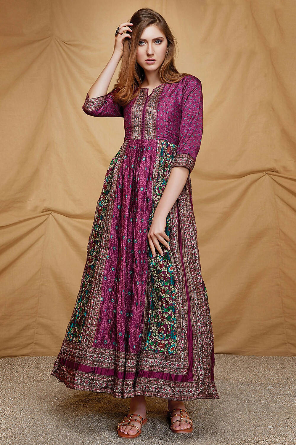 Designer casual Purple Dola Silk Gown - Anbazaar