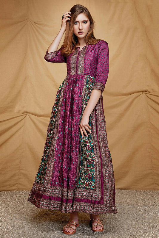 Designer casual Purple Dola Silk Gown - Anbazaar