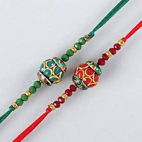Premium Beads Ethnic Rakhi Set & Cadbury Silk Chocolates