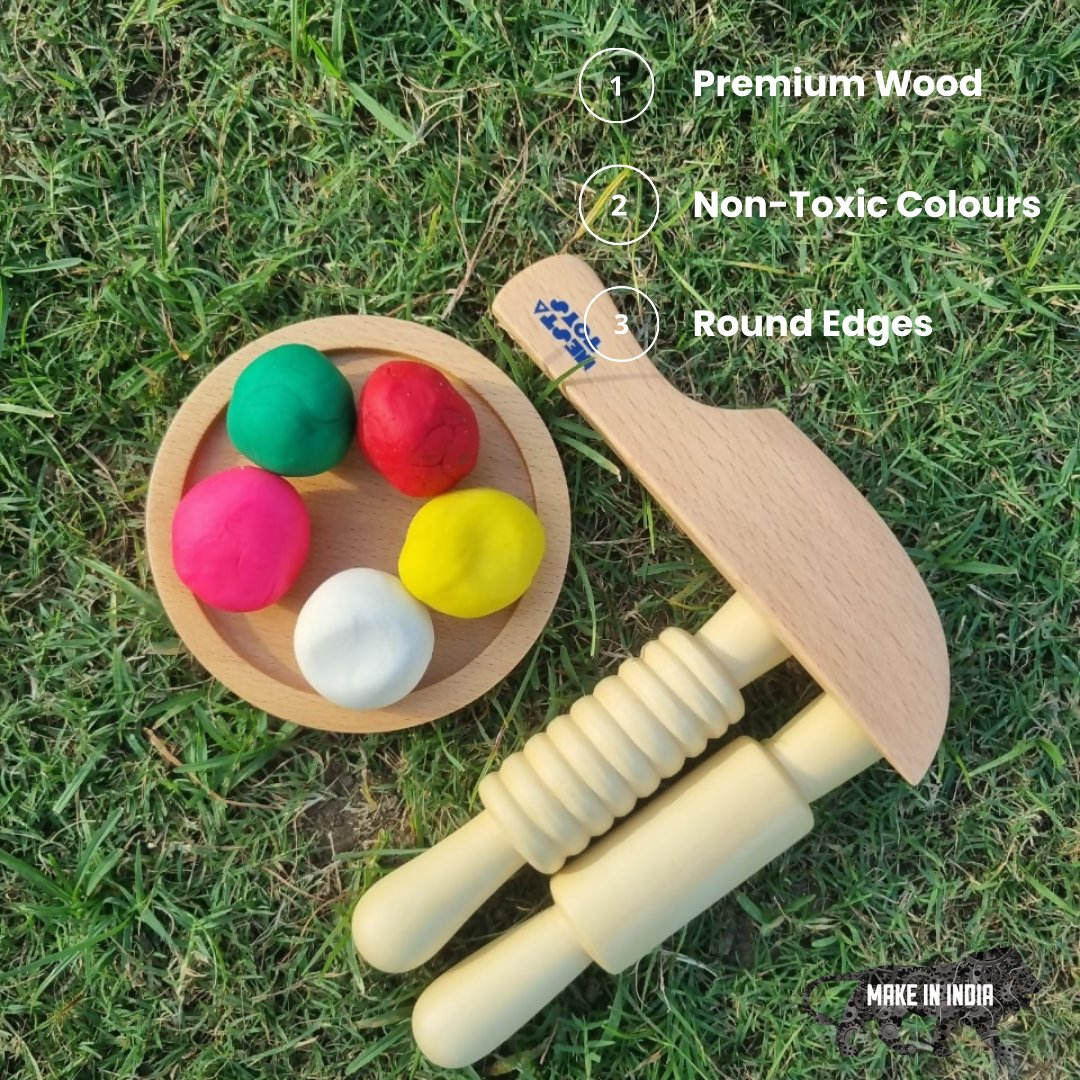 Nesta Toys Play Dough Tools, Wooden Tools for Clay, Montessori Toys (18 Months +)
