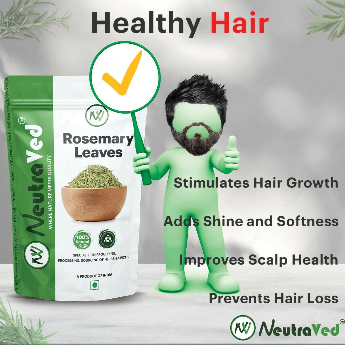 NeutraVed Rosemary Leaves For Hair Growth & Hair Fall Control 