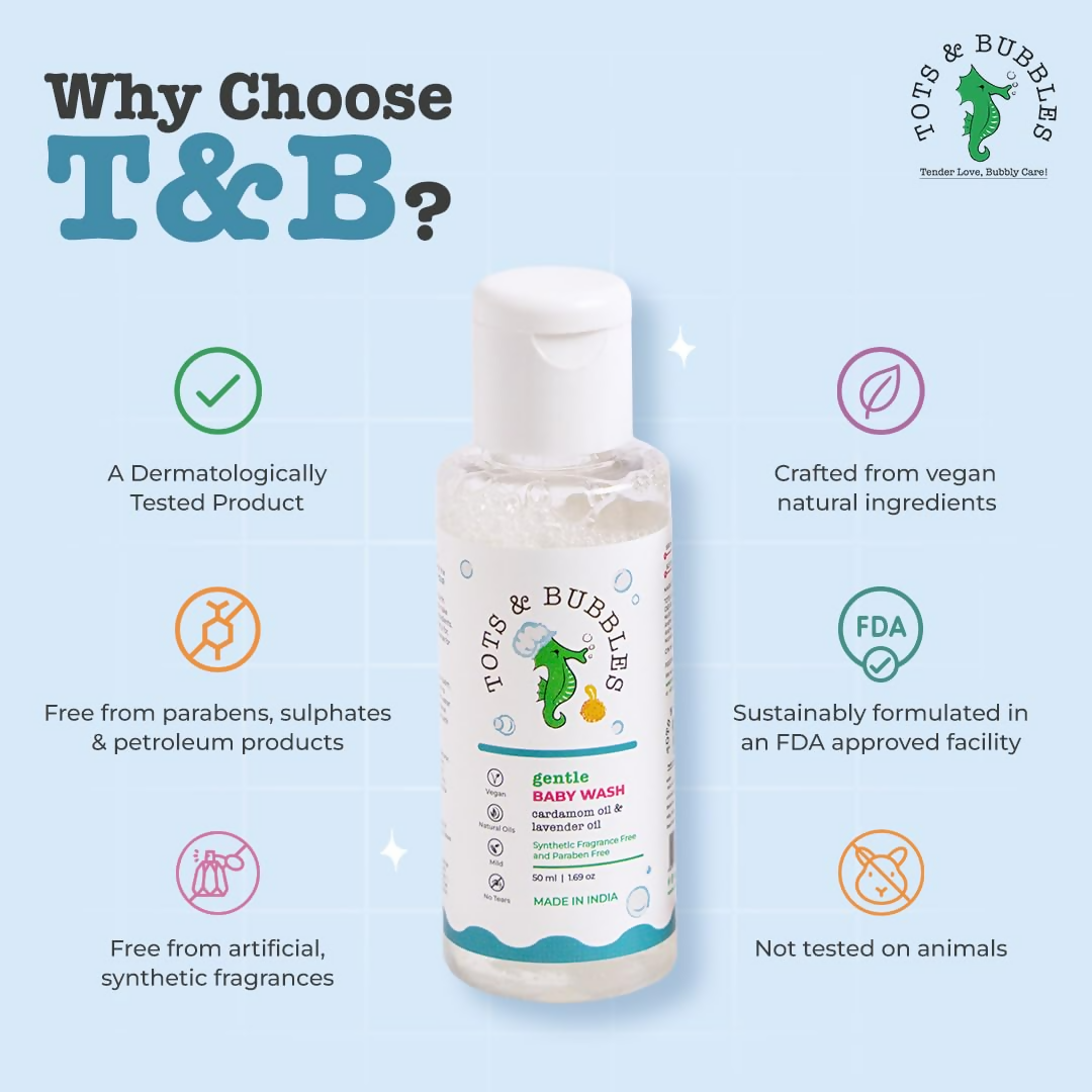 Tots & Bubbles Gentle Baby Body Wash with Natural Lavender & Cardamom Oil 