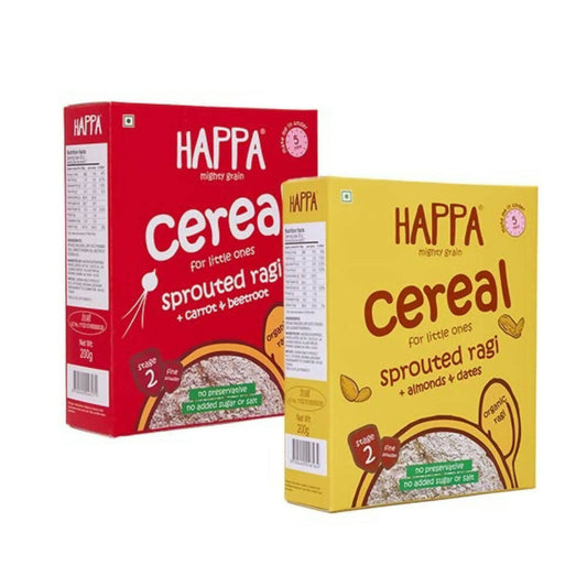 Happa Organic Ragi Porridge Mix- Ragi+Almonds+Dates and Ragi+Carrot+Beetroot Combo - Grab2buy