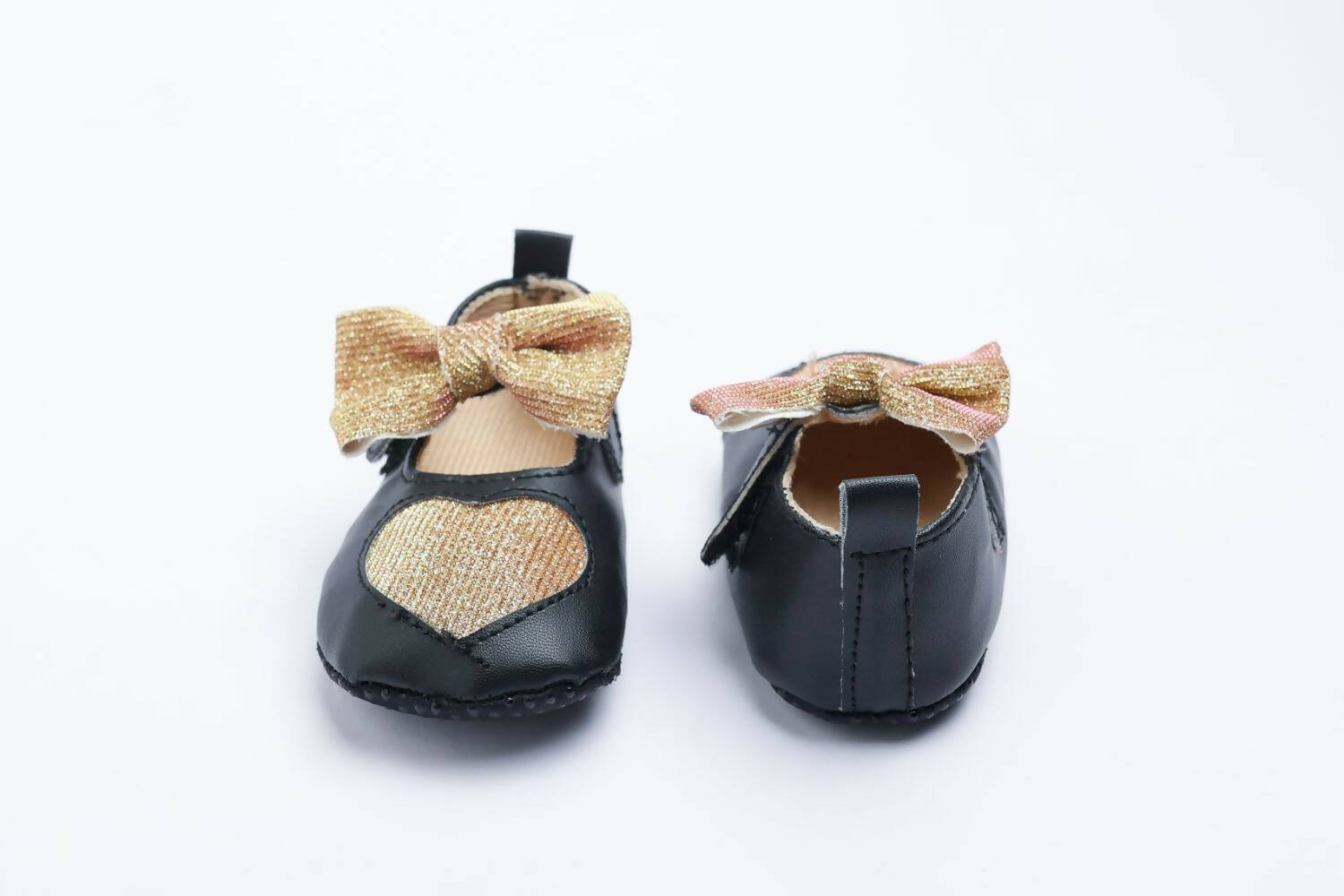 Tiny Bugs Girls Heart Bow Detailing Booties - Black & Gold  Grab2Buy Tiny Bugs Grab2Buy