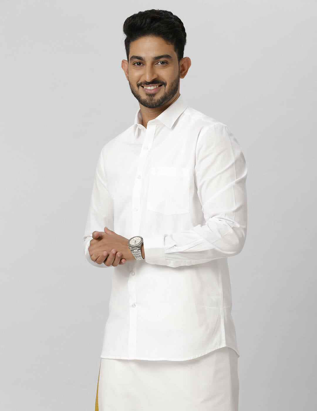 Ramraj Cotton Mens Fullsleeve White Shirt Pus Size 