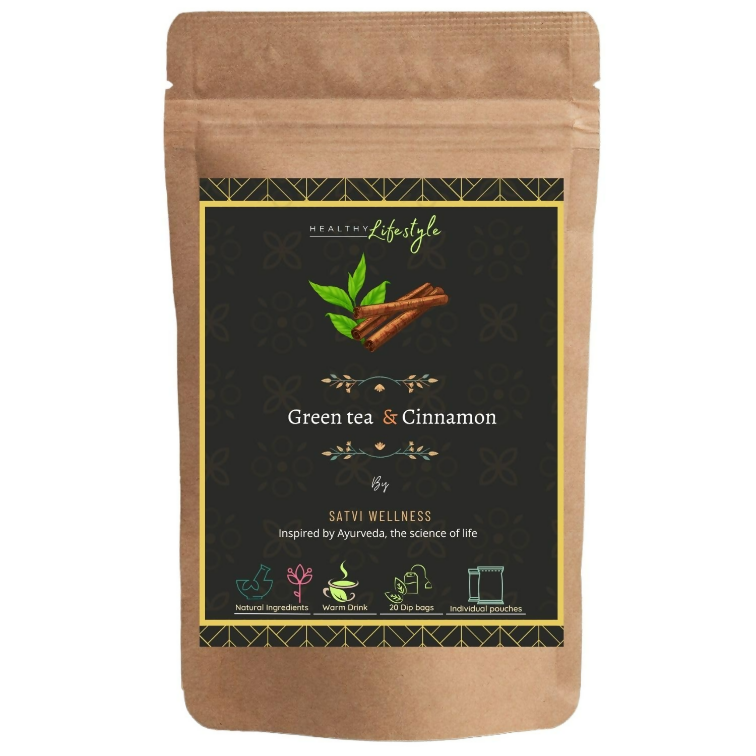 Satvi Wellness Blend Of Green Tea And Cinnamon Tea Bags 