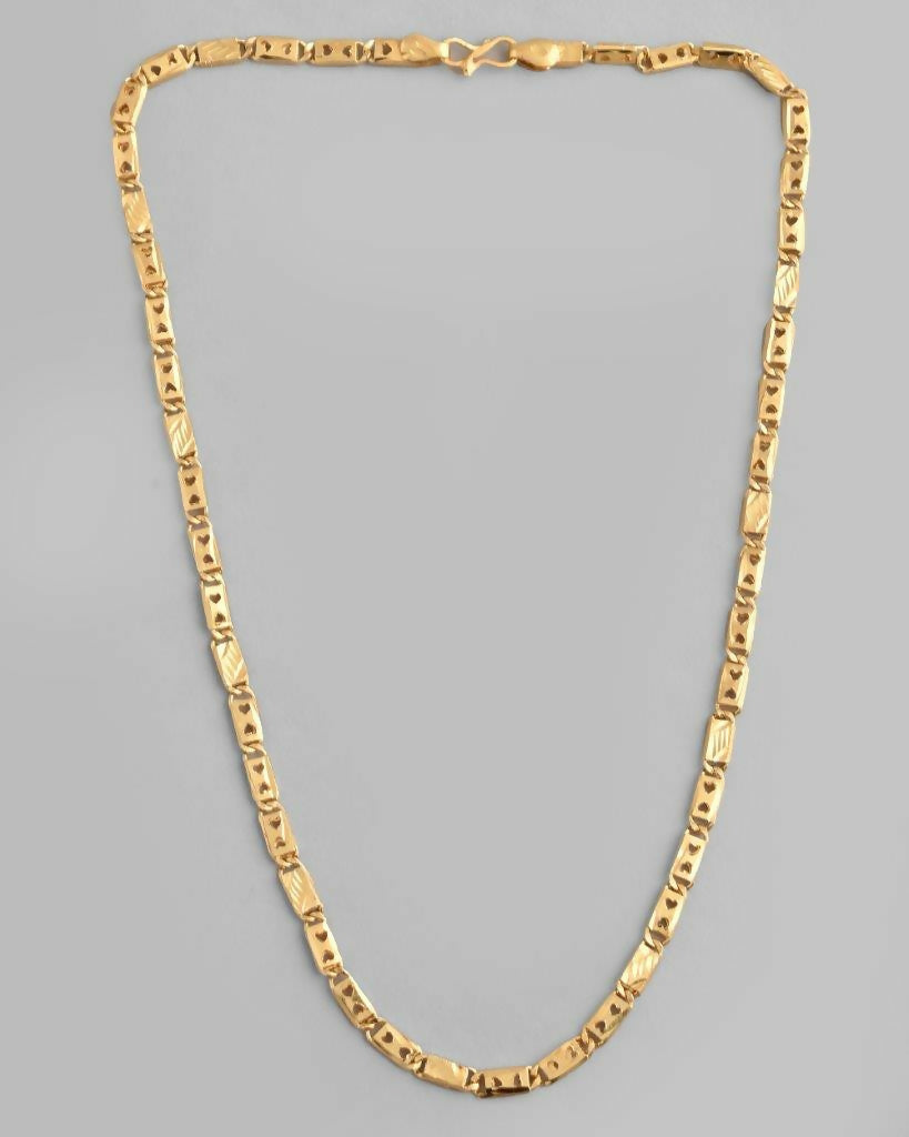 VOJ Gold-Polished Biscuit Chain With Hearts 
