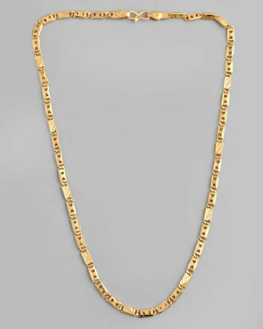 VOJ Gold-Polished Biscuit Chain With Hearts 