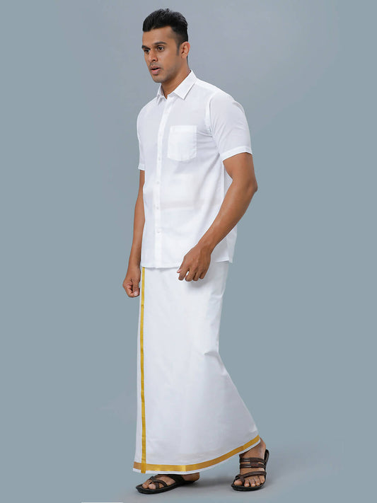 Ramraj Cotton Mens Half Sleeve Formal 100 % Cotton White Shirt 