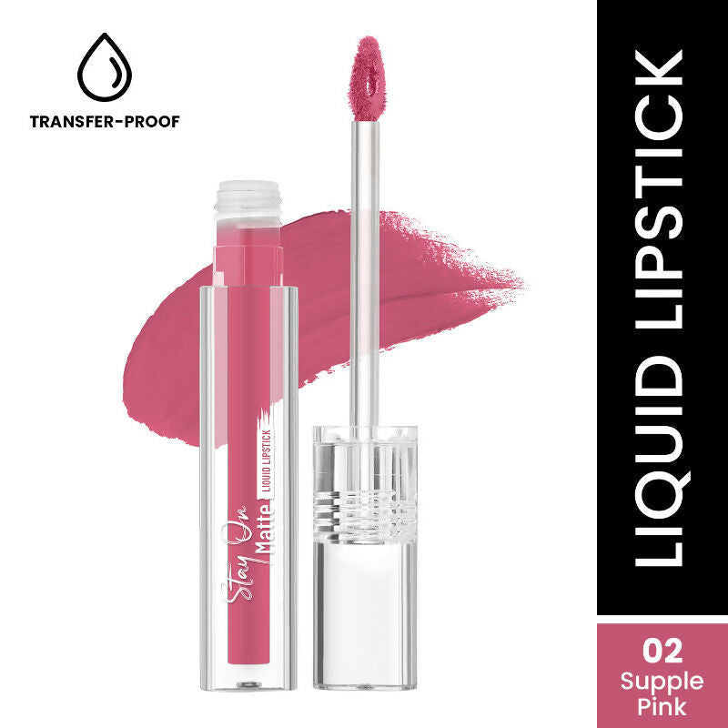 Swiss Beauty Stay On Matte Liquid Lipstick - 2 Supple Pink 