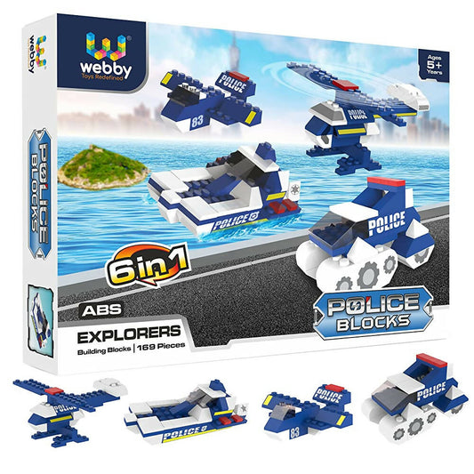 Webby 6 in 1 Police ABS Building Blocks Kit for Kids (169 Pcs)  Grab2Buy Webby Grab2Buy