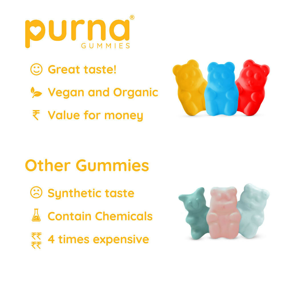Purna Gummies Multivitamin Mango Gummies with Vitamins & Minerals 
