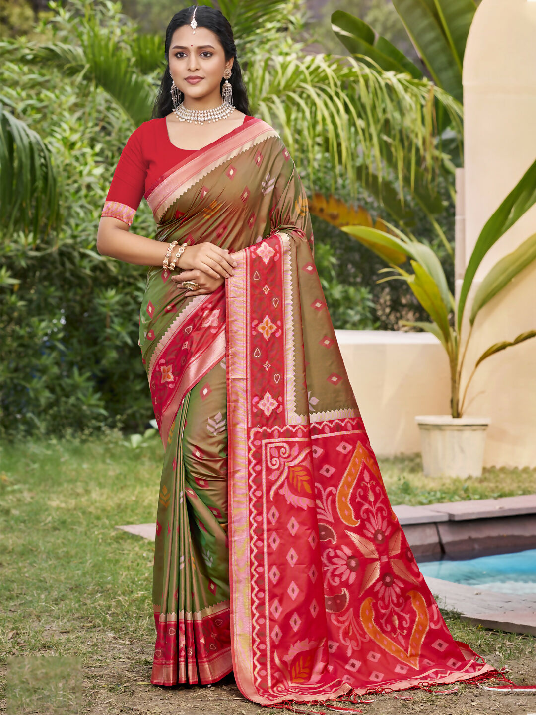 Shree Shyam Fashion Mehndi Pochampally Silk Saree