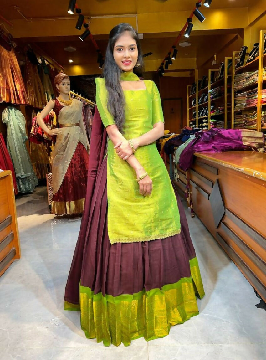 Teeya Creation New Trendy Stylish Festive Green Skirt Suit Set - Purple
