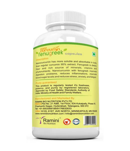 Ramini Bio Nutrition Nano Curcumin with Fenugreek Veg Capsules - Grab2buy