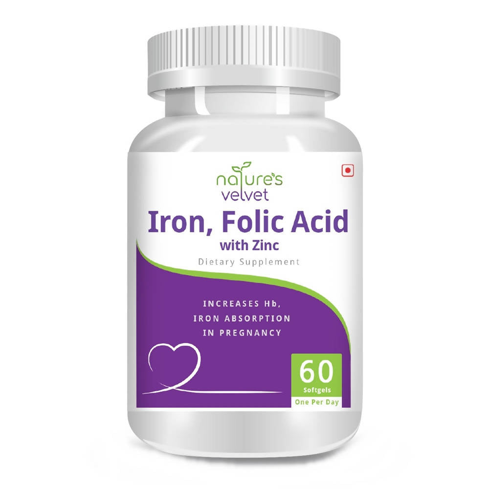 Nature's Velvet Iron, Folic Acid & Zinc Softgels 