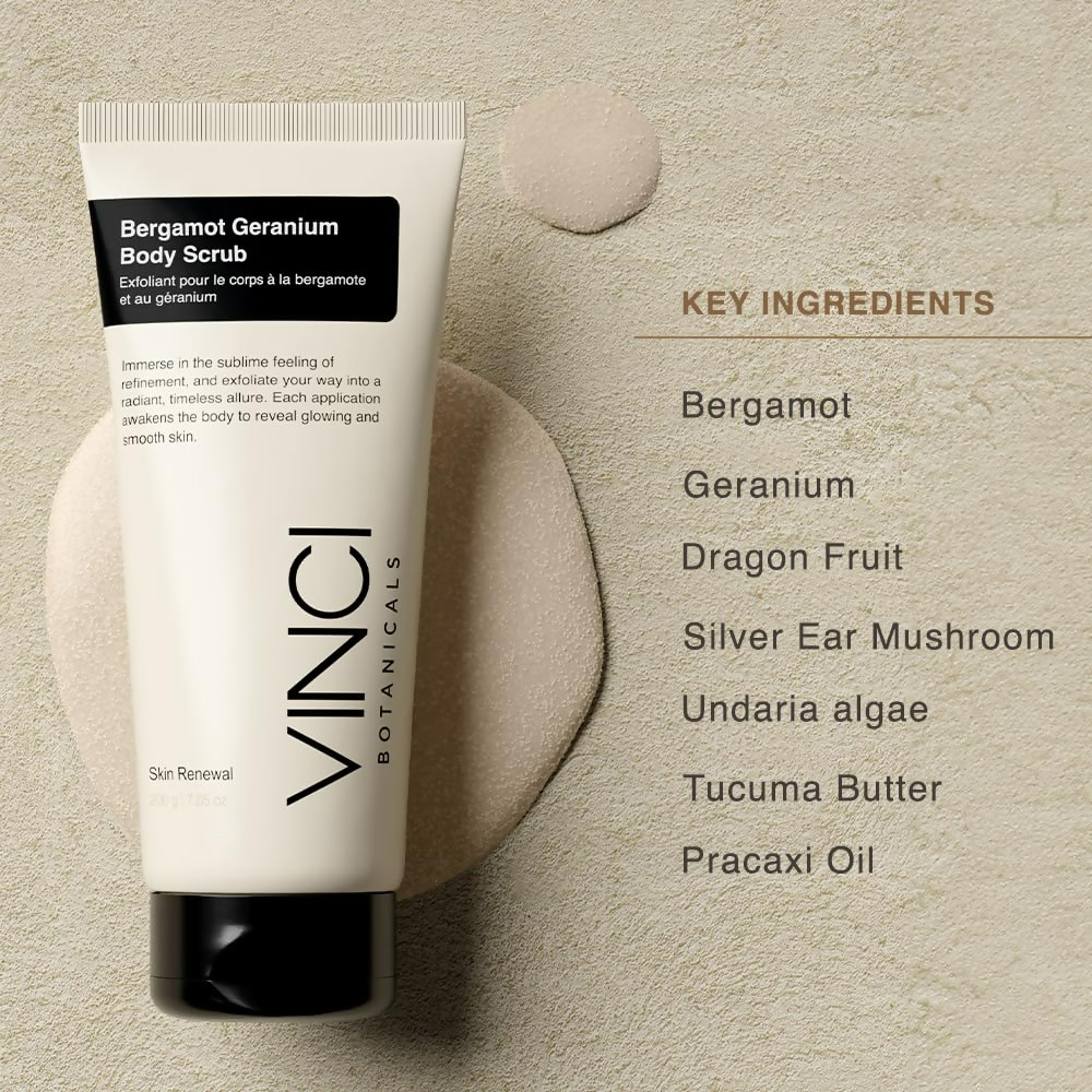 Vinci Botanicals Bergamot Geranium Body Scrub  Grab2Buy Vinci Botanicals Grab2Buy