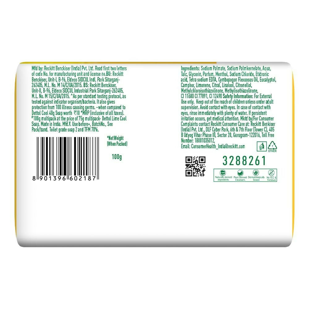 Dettol Lime Cool Bathing Soap Bar with 2x Menthol  Grab2Buy Dettol Grab2Buy