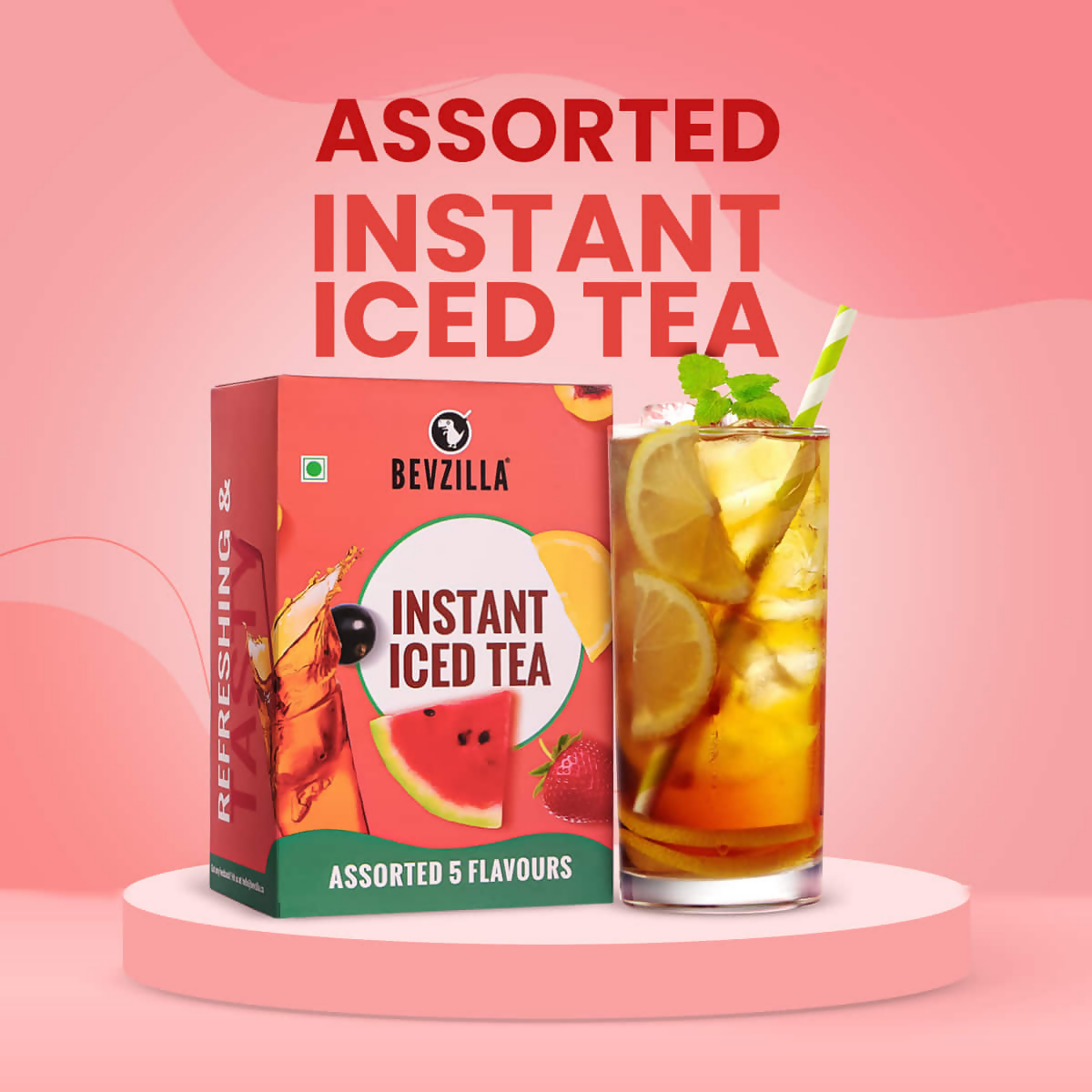 Bevzilla Iced Tea Powder 5 Assorted Flavours Pack 