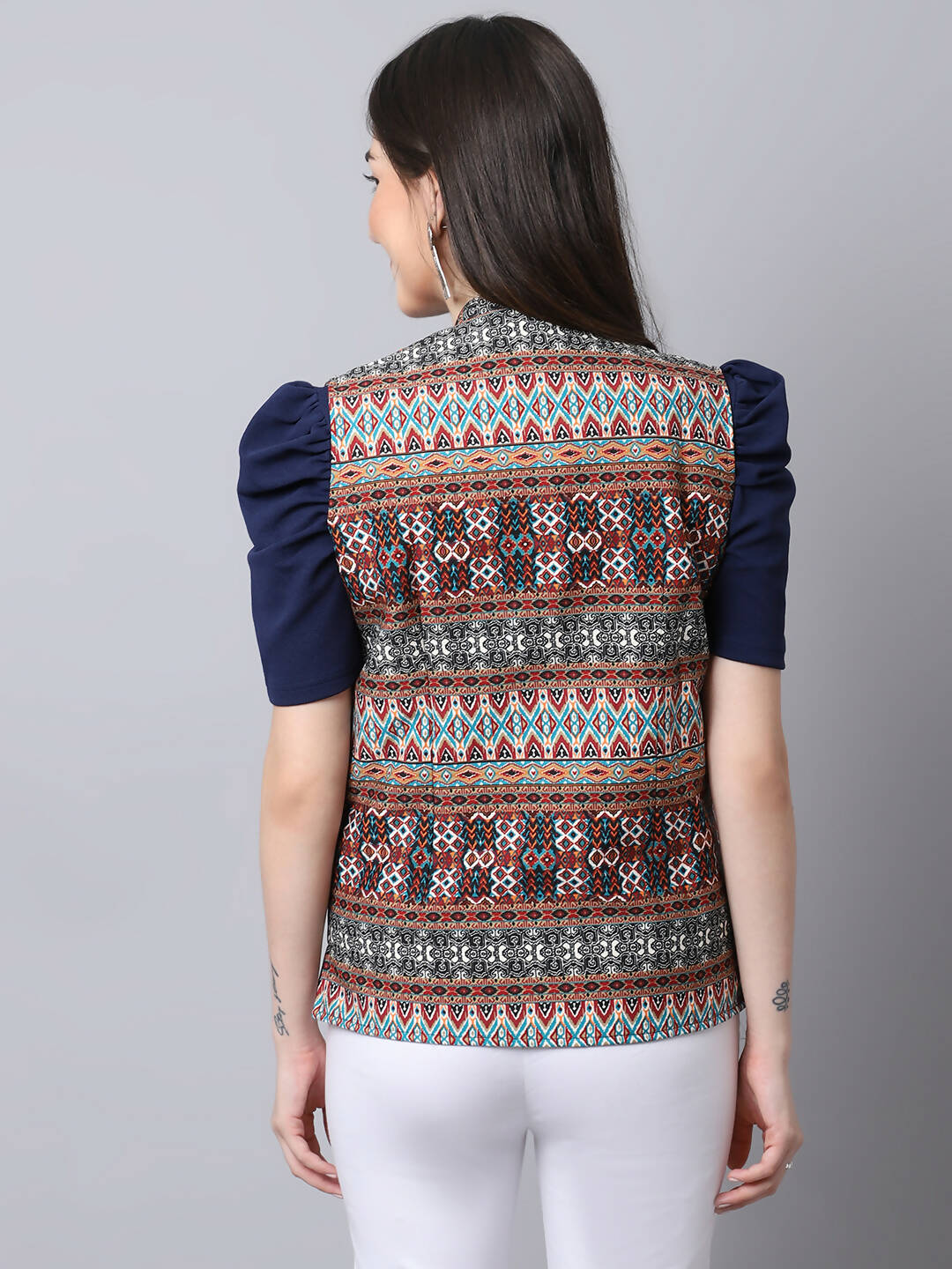 Even Apparels Brown 100% Viscose Rayon Open Front Gillet