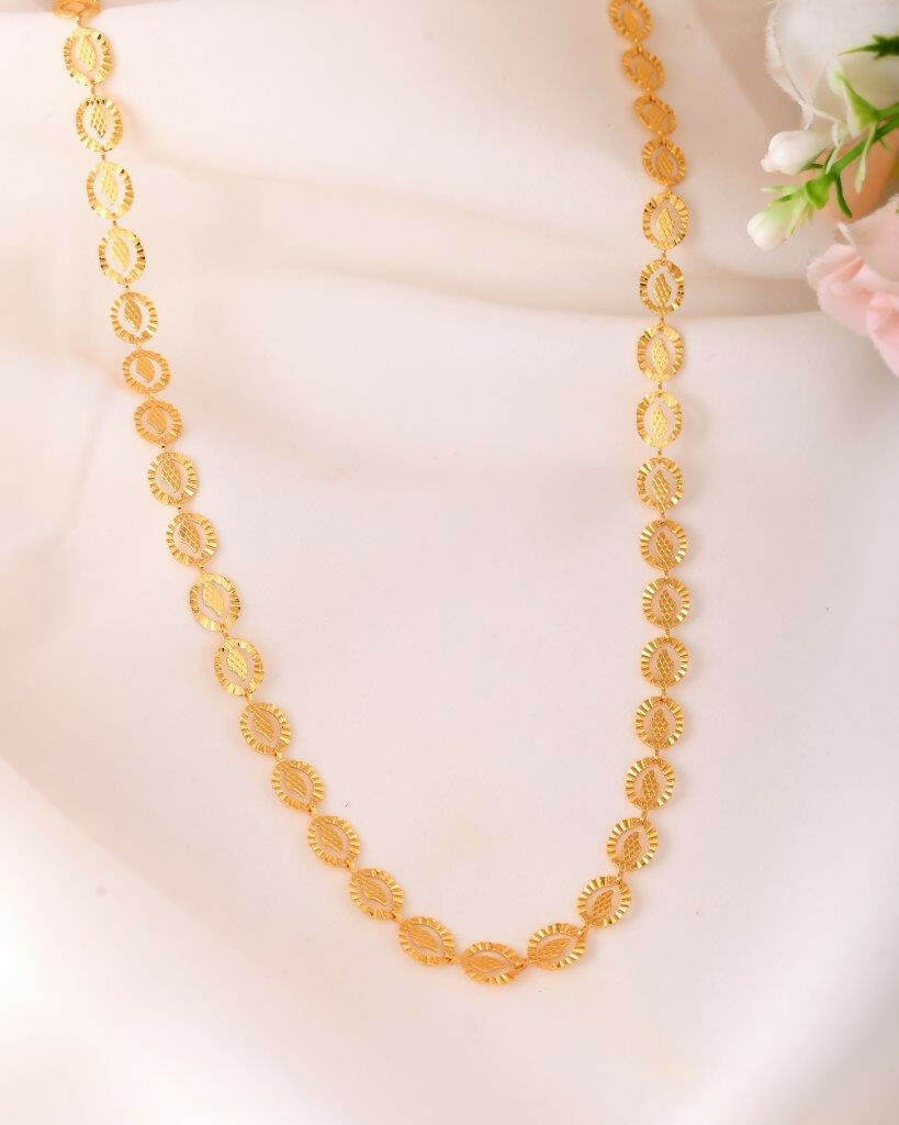 VOJ Women Gold-Polished Self Designed Oval Shaped Chain 