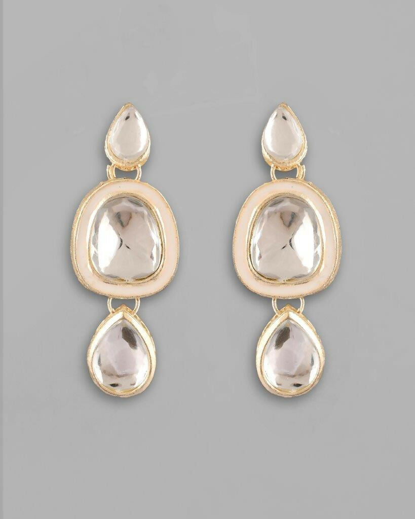 VOJ Kundan Studded Silver Plated White Color Jewellery Set with MaangTikka - Grab2buy