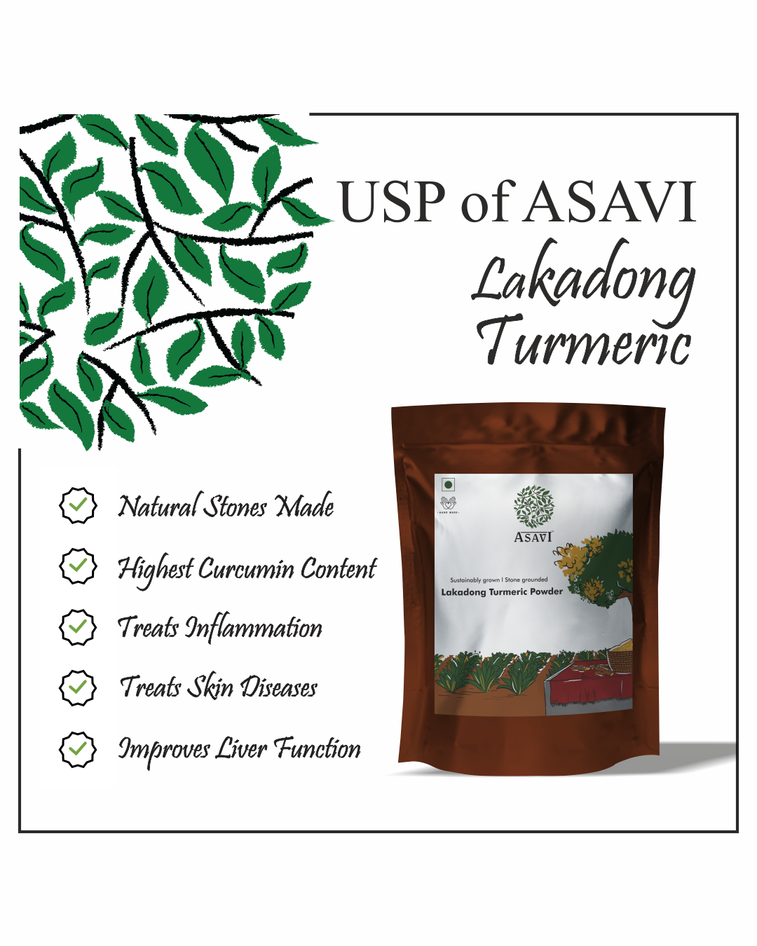 Asavi Stonemade Lakadong Turmeric Powder - Grab2buy