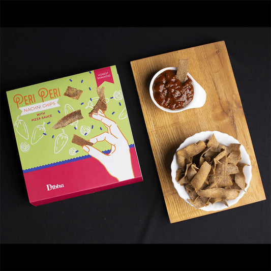 Dibha Peri Peri Nachni Chips with Pizza Sauce