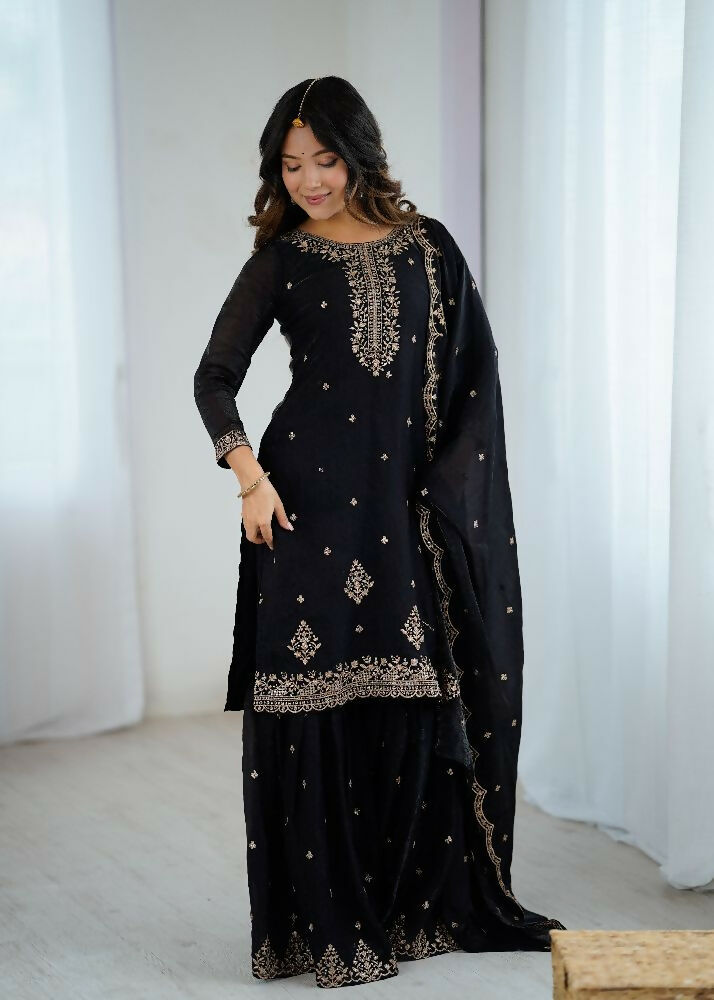 Joban Fashion White Kurta Set Silk Sequence Embroidery Work 