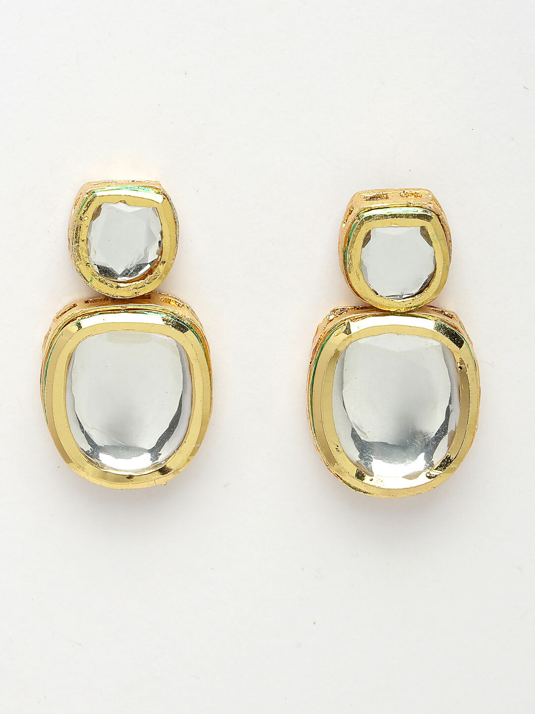 NVR Women's Gold Kundan-Studded Necklace and Earrings with Mang Tikka - Grab2buy