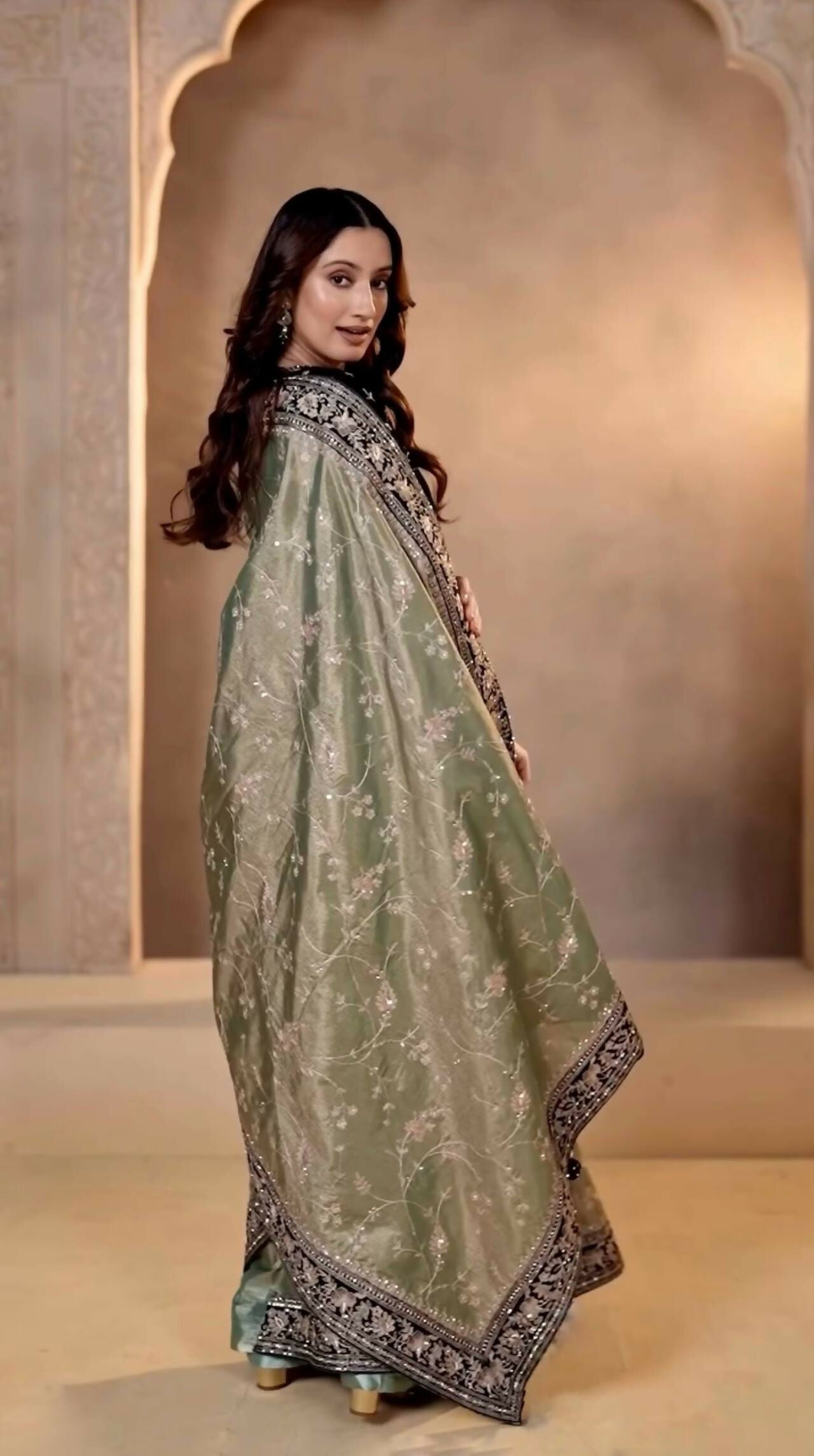 Joban Fashion Mehndi Soft Mocha Silk Party Wear Sarees