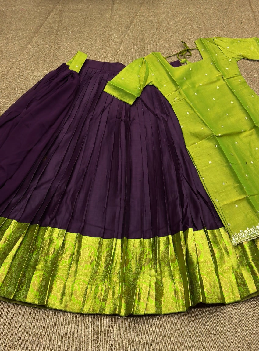 Teeya Creation New Trendy Stylish Festive Green Skirt Suit Set - Purple