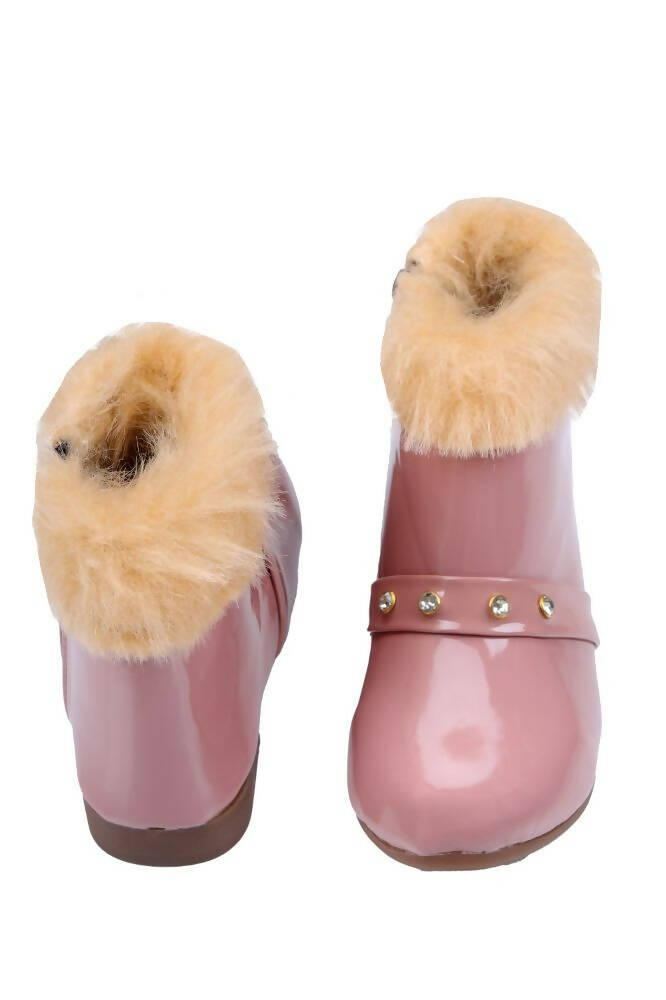 Tiny Bugs Girls Faux Fur Detail Winter Boots - Peach  Grab2Buy Tiny Bugs Grab2Buy