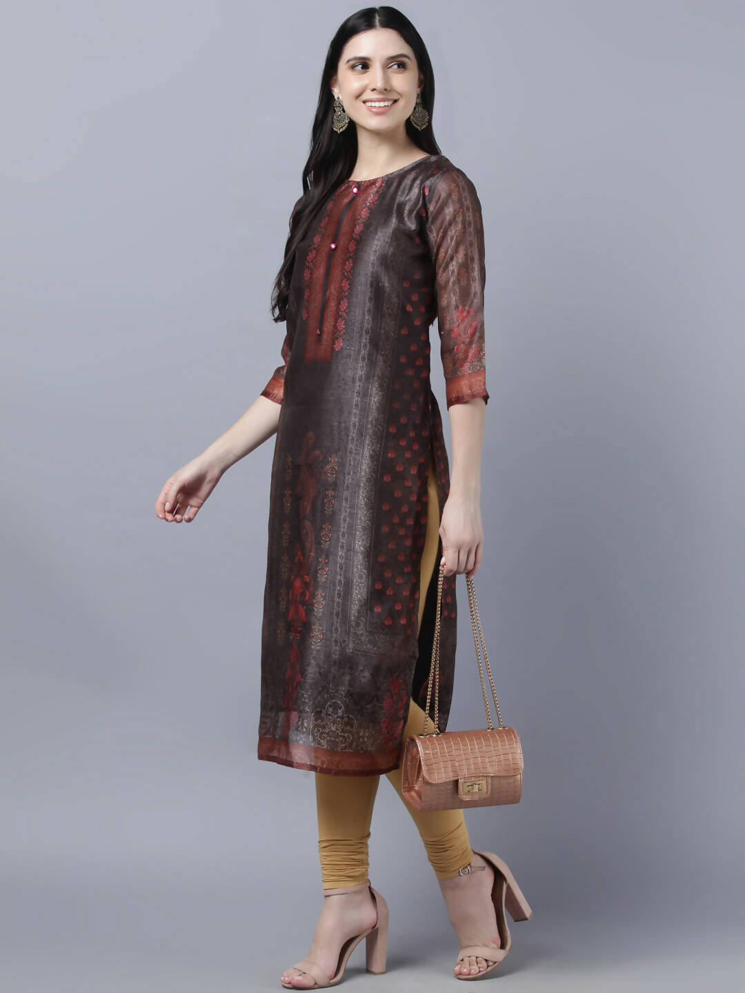 Myshka Women Multicoloured Ethnic Motifs Chanderi Silk Kurta